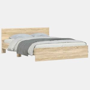 Estrutura de Cama de casal para adultos com cabeceira 140x200 cm carvalho sonoma