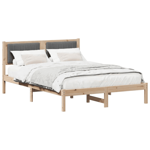 Estrutura de Cama de casal moderno com Cabeceira Estofada Cinza Escuro