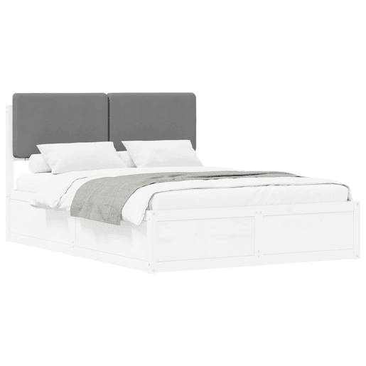 Estrutura de Cama de casal moderno com Cabeceira Estofada Cinzento-claro