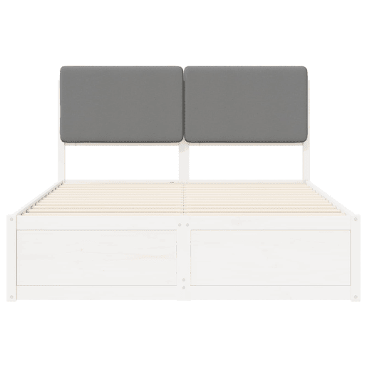 Estrutura de Cama de casal moderno com Cabeceira Estofada Cinzento-claro