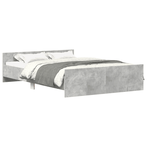 Estrutura Cama de casal para adultos c painéis cabeceirapés 140x200cm cinza cimento