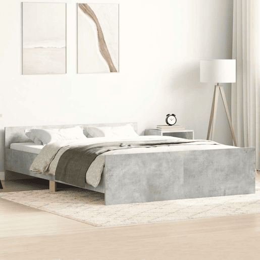 Estrutura Cama de casal para adultos c painéis cabeceirapés 140x200cm cinza cimento