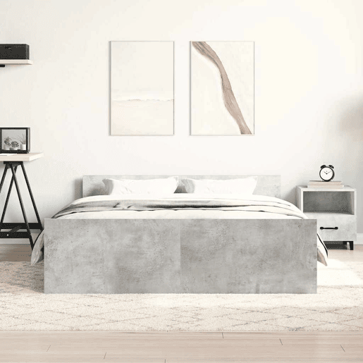 Estrutura Cama de casal para adultos c painéis cabeceirapés 140x200cm cinza cimento