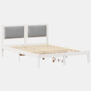Estrutura de Cama de casal moderno com Cabeceira Estofada Cinzento-claro