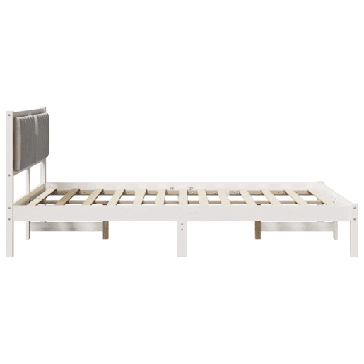 Estrutura de Cama de casal moderno com Cabeceira Estofada Cinzento-claro
