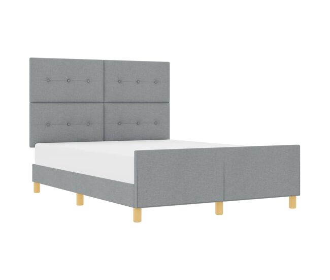 Estructura de cama matrimonial comodidad con cabecera - gris claro 140 x 200 cm tela