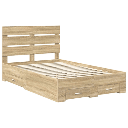 Estrutura da Cama de casal moderno com gaveta - Carvalho Sonoma 135 x 190 cm
