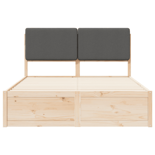 Estrutura de Cama de casal moderno com Cabeceira Estofada Cinza Escuro