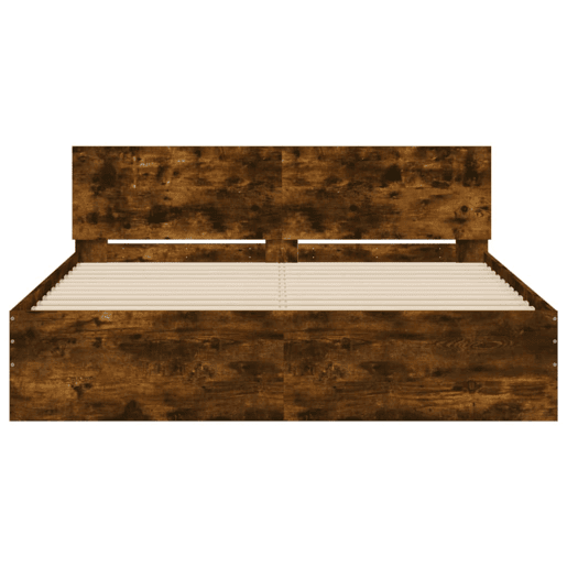 Estrutura de Cama de casal para adultos com cabeceira 140x190 cm carvalho fumado