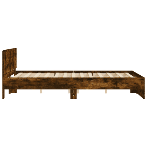 Estrutura de Cama de casal para adultos com cabeceira 140x190 cm carvalho fumado
