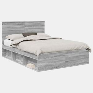 Estrutura da Cama de casal simple com cabeceira Cinza Sonoma 140 x 190 cm