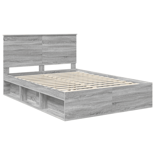Estrutura da Cama de casal simple com cabeceira Cinza Sonoma 140 x 190 cm