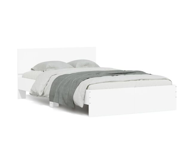 Estructura de cama matrimonial estilo con cabecero blanca 135x190 cm