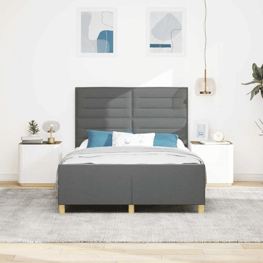Estrutura De Cama De Casal Moderno - Cinzento escuro 140 x 200 cm tecido