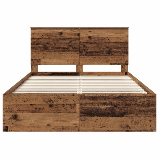 Estrutura de cama de casal com cabeceira - Madeira antiga 140 x 190 cm