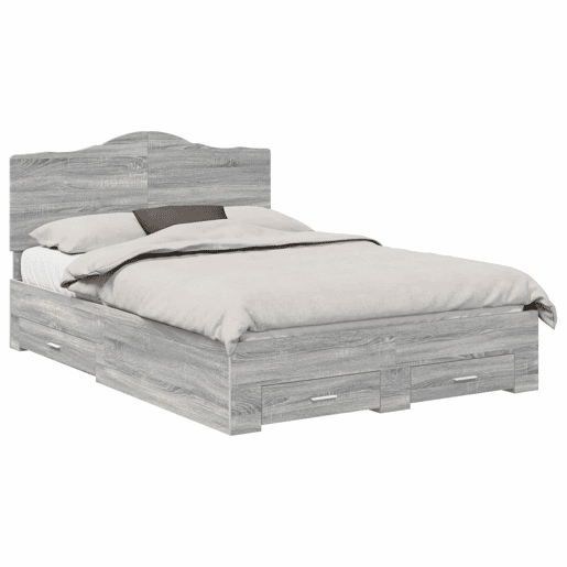 Estrutura De Cama De Casal Moderno - Cinza Sonoma 140 x 190 cm Madeira processada