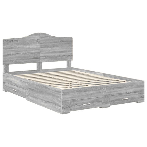 Estrutura De Cama De Casal Moderno - Cinza Sonoma 140 x 190 cm Madeira processada