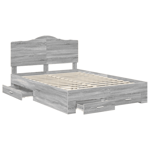 Estrutura De Cama De Casal Moderno - Cinza Sonoma 140 x 190 cm Madeira processada