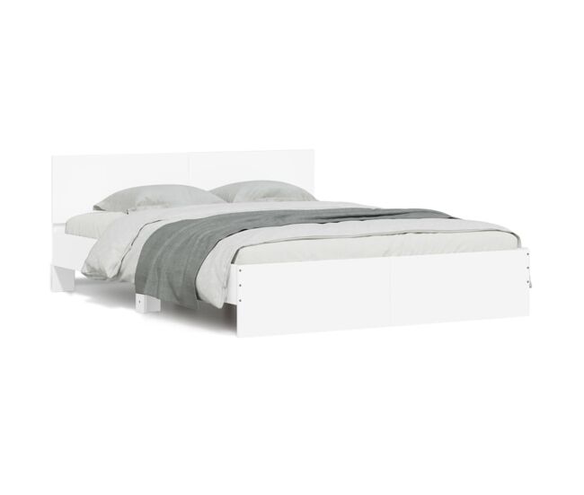 Estructura de cama matrimonial estilo con cabecero blanca 140x200 cm