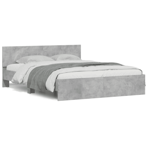 Estrutura de Cama de casal moderno com cabeceira 140x200 cm cinzento cimento Estrutura de Cama de casal moderno com cabeceira 140x200 cm cinzento cimento