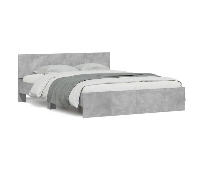 Estructura de cama matrimonial estilo con cabecero gris hormigón 140x200 cm