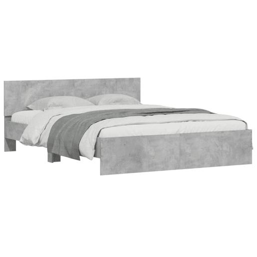Estrutura de Cama de casal moderno com cabeceira 140x200 cm cinzento cimento Estrutura de Cama de casal moderno com cabeceira 140x200 cm cinzento cimento