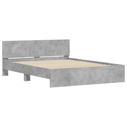Estrutura de Cama de casal moderno com cabeceira 140x200 cm cinzento cimento Estrutura de Cama de casal moderno com cabeceira 140x200 cm cinzento cimento