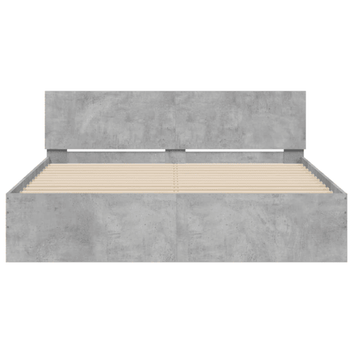 Estrutura de Cama de casal moderno com cabeceira 140x200 cm cinzento cimento Estrutura de Cama de casal moderno com cabeceira 140x200 cm cinzento cimento