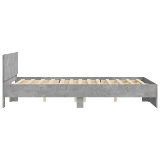 Estrutura de Cama de casal moderno com cabeceira 140x200 cm cinzento cimento Estrutura de Cama de casal moderno com cabeceira 140x200 cm cinzento cimento