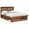 Estrutura de cama de casal com cabeceira - Madeira antiga 140 x 190 cm