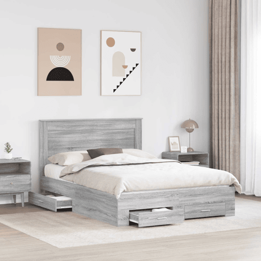 Estrutura da Cama de casal moderno para adultos com gaveta com cabeceira Madeira processada
