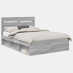 Estrutura da Cama de casal simple com cabeceira Cinza Sonoma 140 x 200 cm