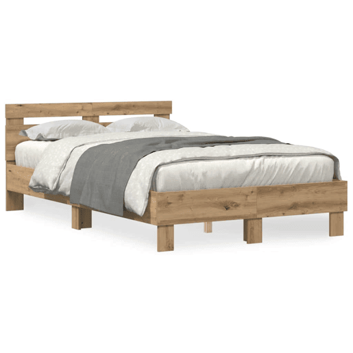 Estrutura da Cama de casal simple com led Carvalho Artesanal 135 x 190 cm