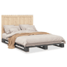 Estrutura de Cama de casal para adultos com cabeceira 140x200 cm pinho maciço cinza