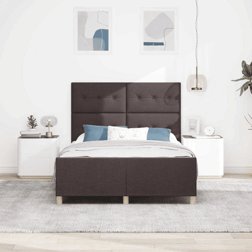 Estrutura da Cama de casal simple Castanho escuro 140 x 200 cm tecido