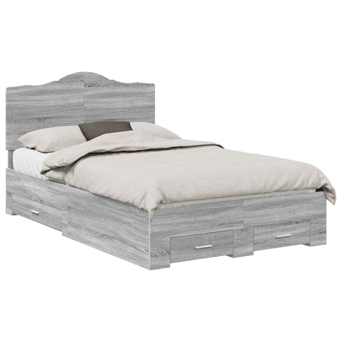 Estructura de cama matrimonial 138x196 Roble/ Gris