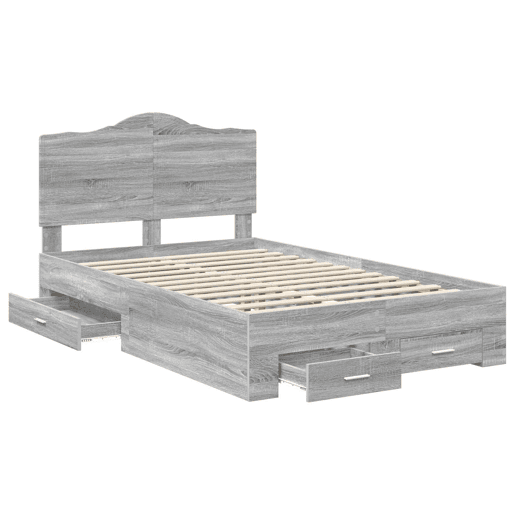 Estrutura De Cama De Casal Moderno - Cinza Sonoma 135 x 190 cm Madeira processada