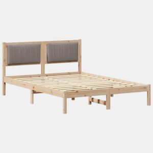 Estrutura de Cama de casal moderno com Cabeceira Estofada Cinzento-acastanhado