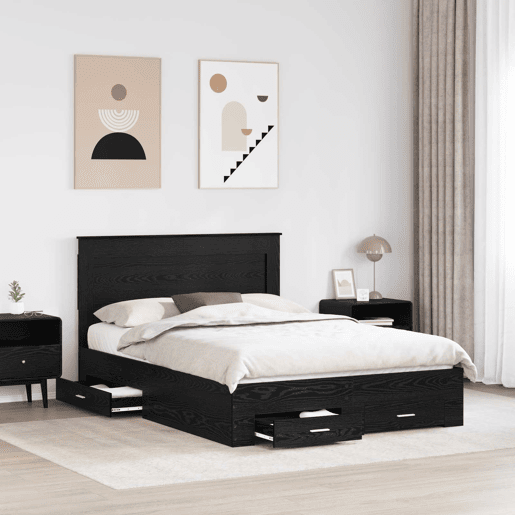 Estrutura da Cama de casal moderno para adultos com gaveta com cabeceira Madeira processada