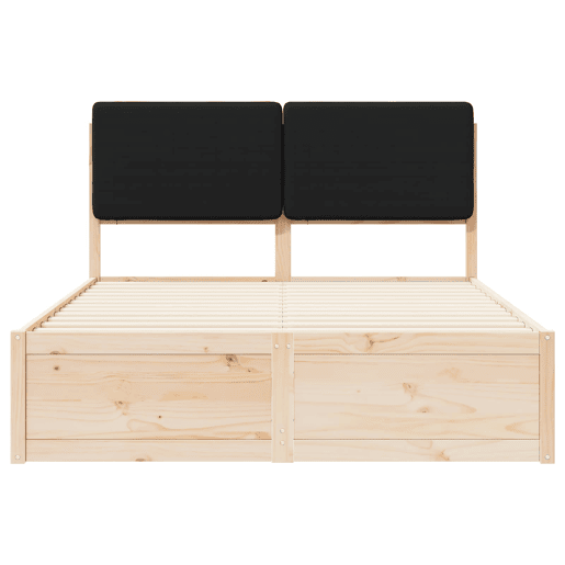 Estrutura de Cama de casal moderno com Cabeceira Estofada Preto 140 x 200 cm