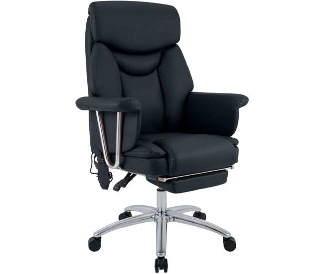 Silla de oficina dahra con funcion de masaje cuero auténtico negro 66x78x114 cm