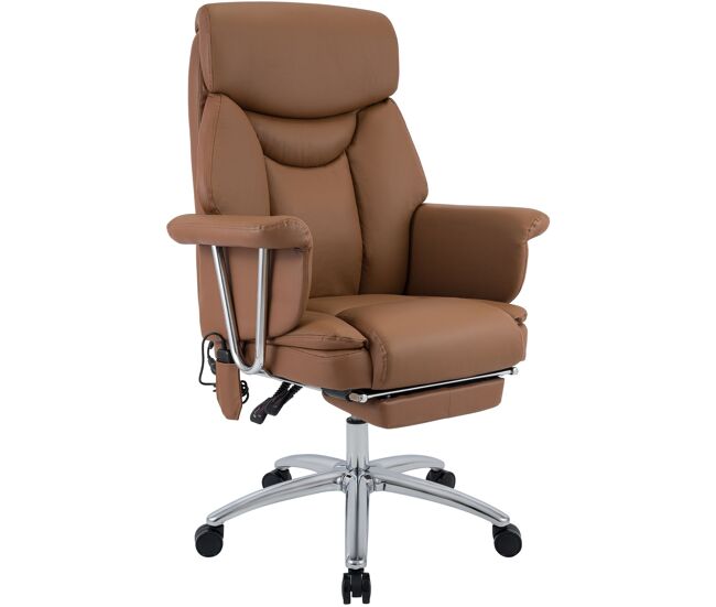 Silla de oficina dahra con funcion de masaje cuero auténtico marrón 66x78x114 cm
