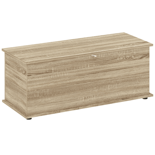 HOMCOM Baú de Armazenamento, Banco de Armazenamento, Banco para Sapatos com Dobradiça de Segurança, Estilo Moderno, para Corredor, Quarto, Sala, 100x40x40 cm, Carvalho