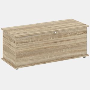 HOMCOM Baú de Armazenamento, Banco de Armazenamento, Banco para Sapatos com Dobradiça de Segurança, Estilo Moderno, para Corredor, Quarto, Sala, 100x40x40 cm, Carvalho