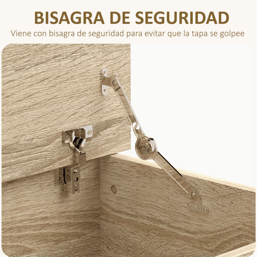 HOMCOM Baú de Armazenamento, Banco de Armazenamento, Banco para Sapatos com Dobradiça de Segurança, Estilo Moderno, para Corredor, Quarto, Sala, 100x40x40 cm, Carvalho