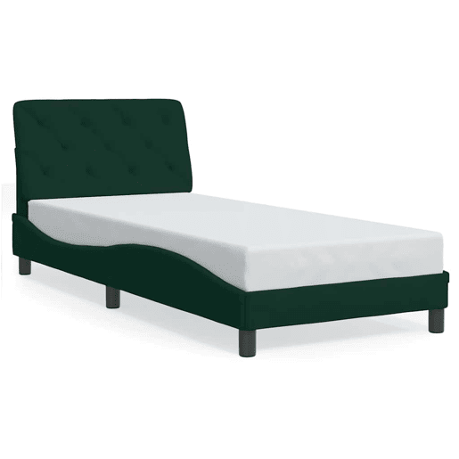 Estrutura de cama de solteiro simple com LED 80x200 cm veludo verde-escuro