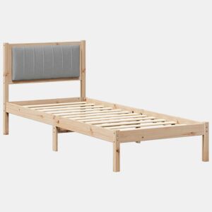 Estrutura de cama de solteiro simple com Cabeceira Estofada Cinzento-claro