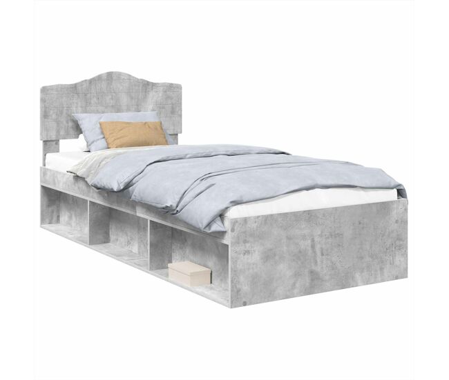 Estructura de cama individual para adultos - concreto 90 x 200 cm madera de pino macizo