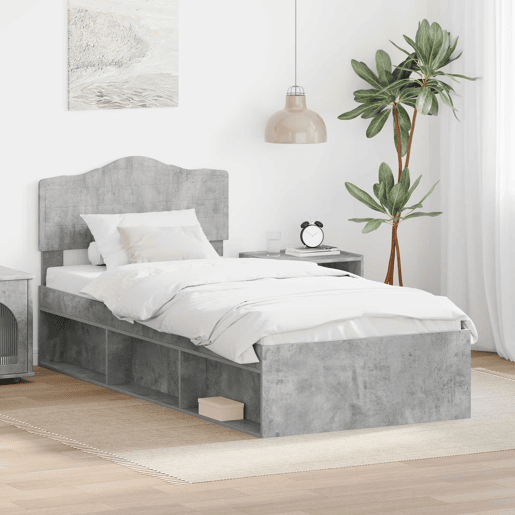 Estrutura de cama de solteiro para adultos com cabeceira Concreto 90 x 200 cm