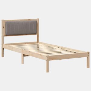 Estrutura de cama de solteiro Design com Cabeceira Estofada Cinzento-acastanhado